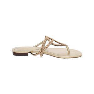 IVANKA TRUMP Womens Gold Bonna Round Toe Slip On Leather Thong Sandals 5 M